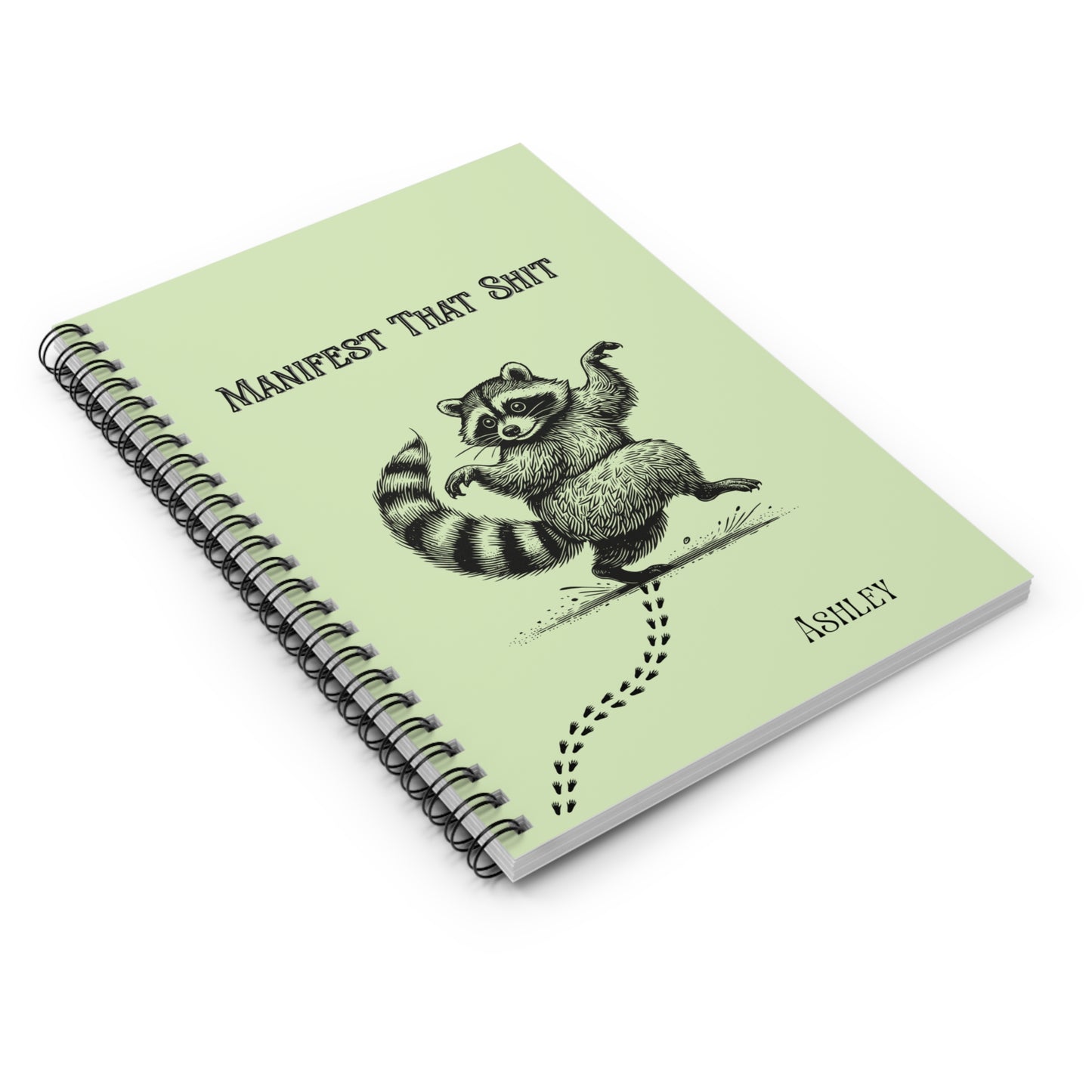 Personalized Manifest That Sh*t: Funny Manifestation Journal with a Manifesting Raccoon | Cute Spiritual Gift for Women, Teens & Raccoon Lovers