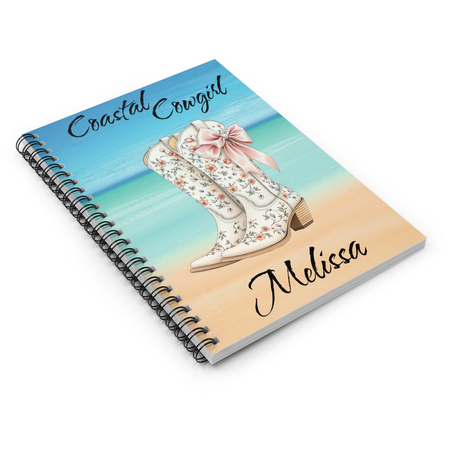 Coastal Cowgirl Journal Western Beach Aesthetic Notebook, Cowgirl Core Lined Journal, Cute Pink Rodeo Gift for Women, Summer Writing Notebook