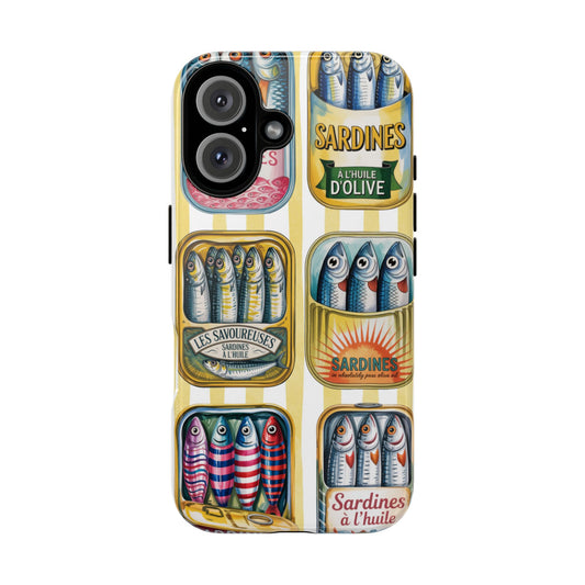 Retro Sardines Phone Case, Tinned Fish Design, Vintage Aesthetic iPhone Samsung Case, Funky Y2K Nautical Accessory, Cute Boho Sea Vibes