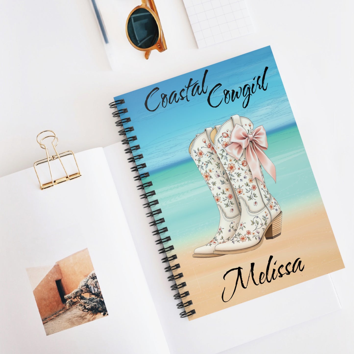 Coastal Cowgirl Journal Western Beach Aesthetic Notebook, Cowgirl Core Lined Journal, Cute Pink Rodeo Gift for Women, Summer Writing Notebook