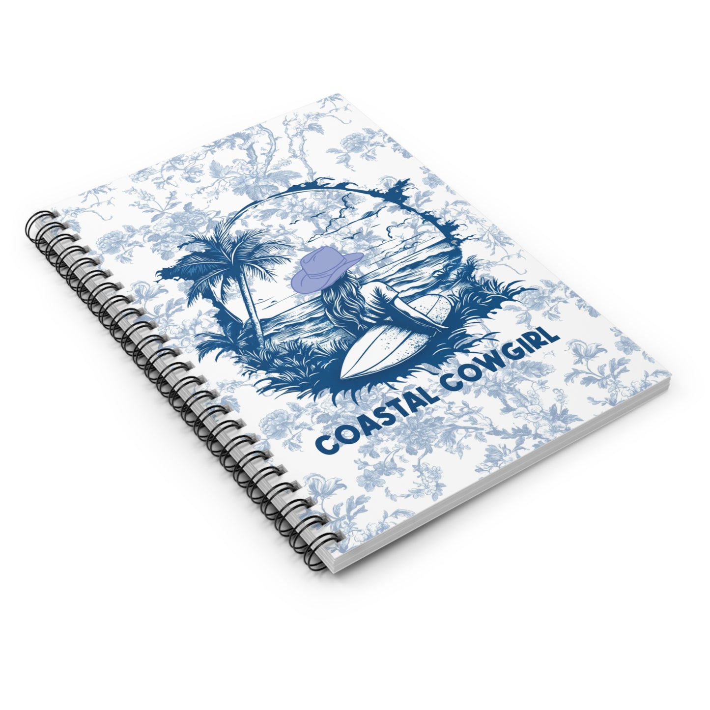 Coastal Cowgirl Summer Spiral Journal Notebook Chinoiserie Toile de Jouy