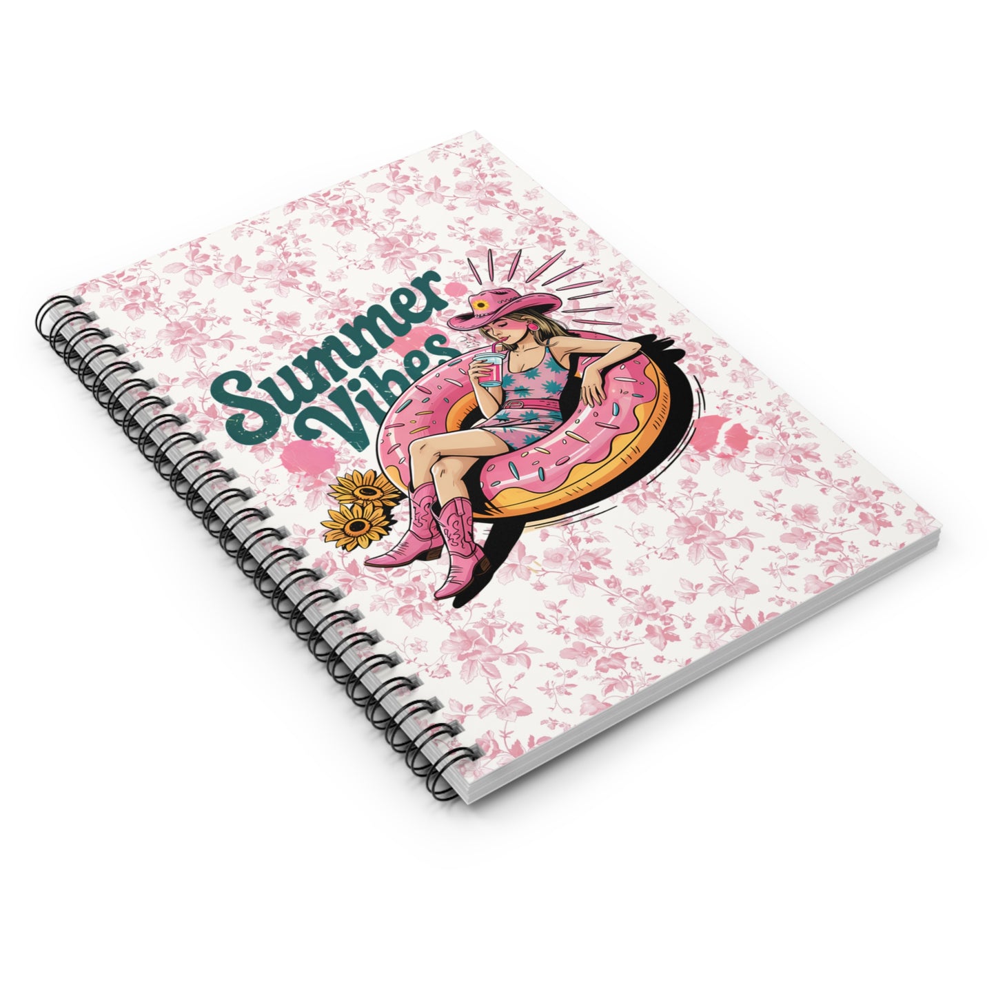 Cowgirl Summer Vibes  Toile De Jouy Chinoserie PinkSpiral Journal Pink Toile Cowgirl Notebook, Retro Western Stationery, Relaxing Journal, Aesthetic Summer Writing Gift