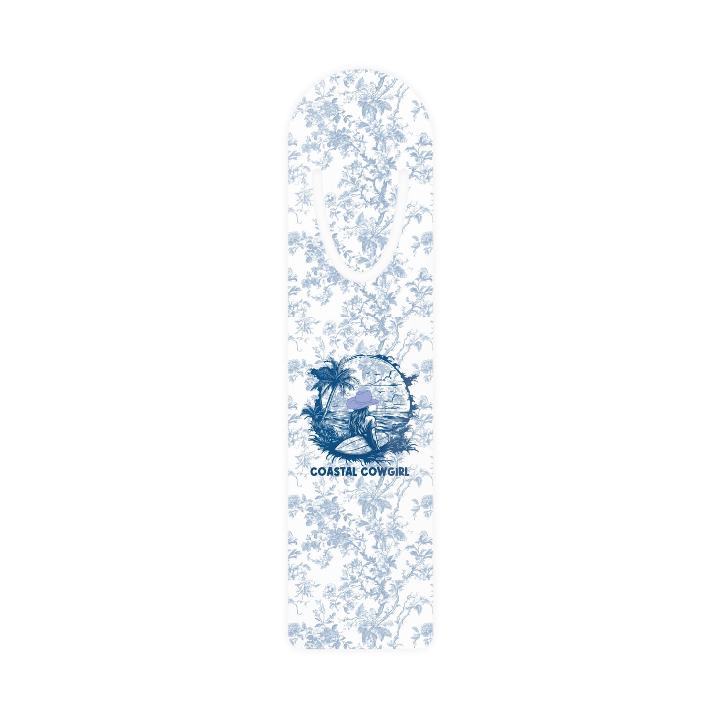 Coastal Cowgirl Summer Vibes  Bookmark  Toile de Jouy Elegant Metal Bookmark with Beach Design