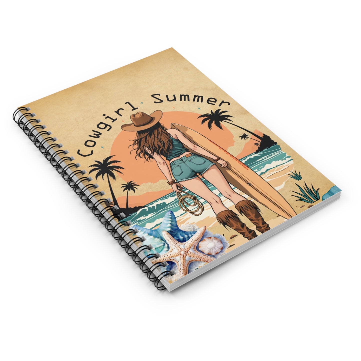 Coastal Cowgirl Journal Cover Western Beach Vibes Notebook Cowgirl Aesthetic Travel Journal Summer Boho Journal for Girls Beachy Gift Idea