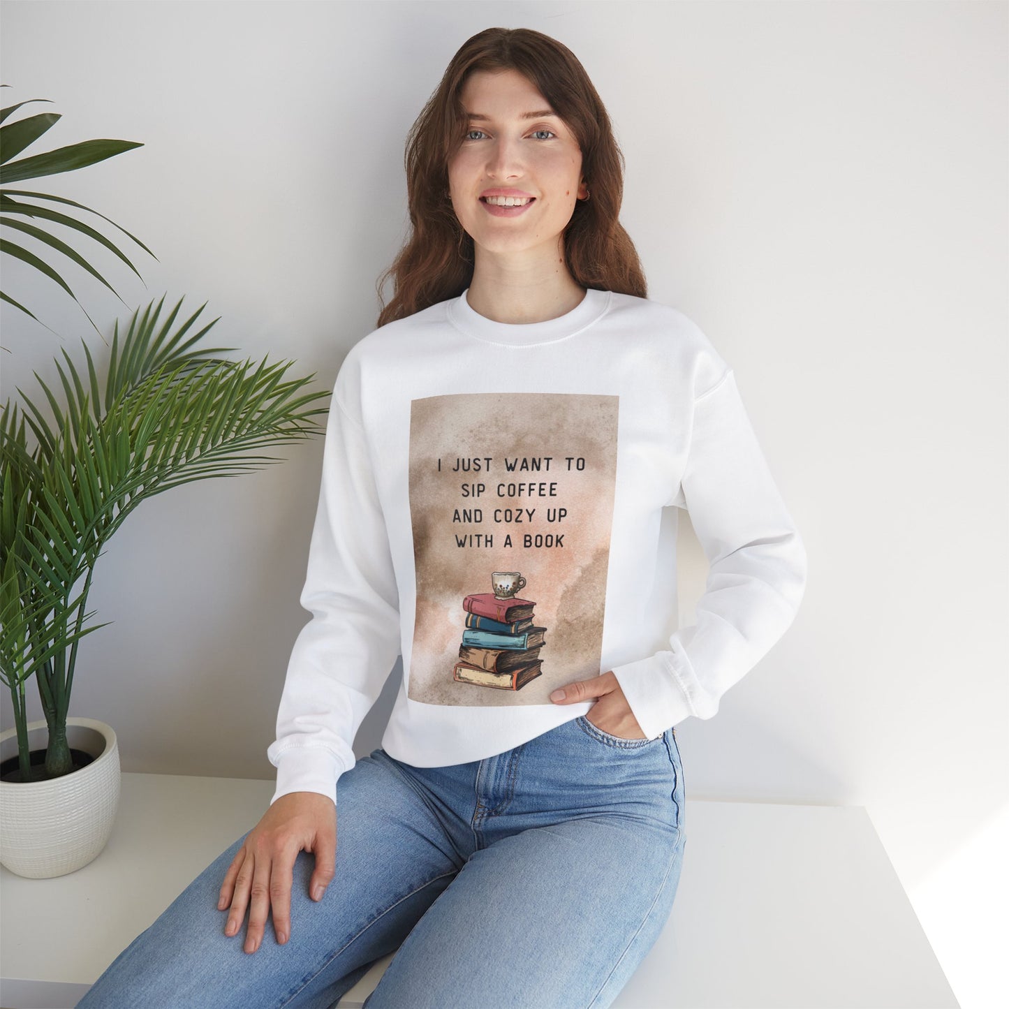 The Ultimate Book Lover’s and Coffee Lovers Sweatshirt! Cozy Book Lover Crewneck Sweatshirt Sip Coffee & Relax