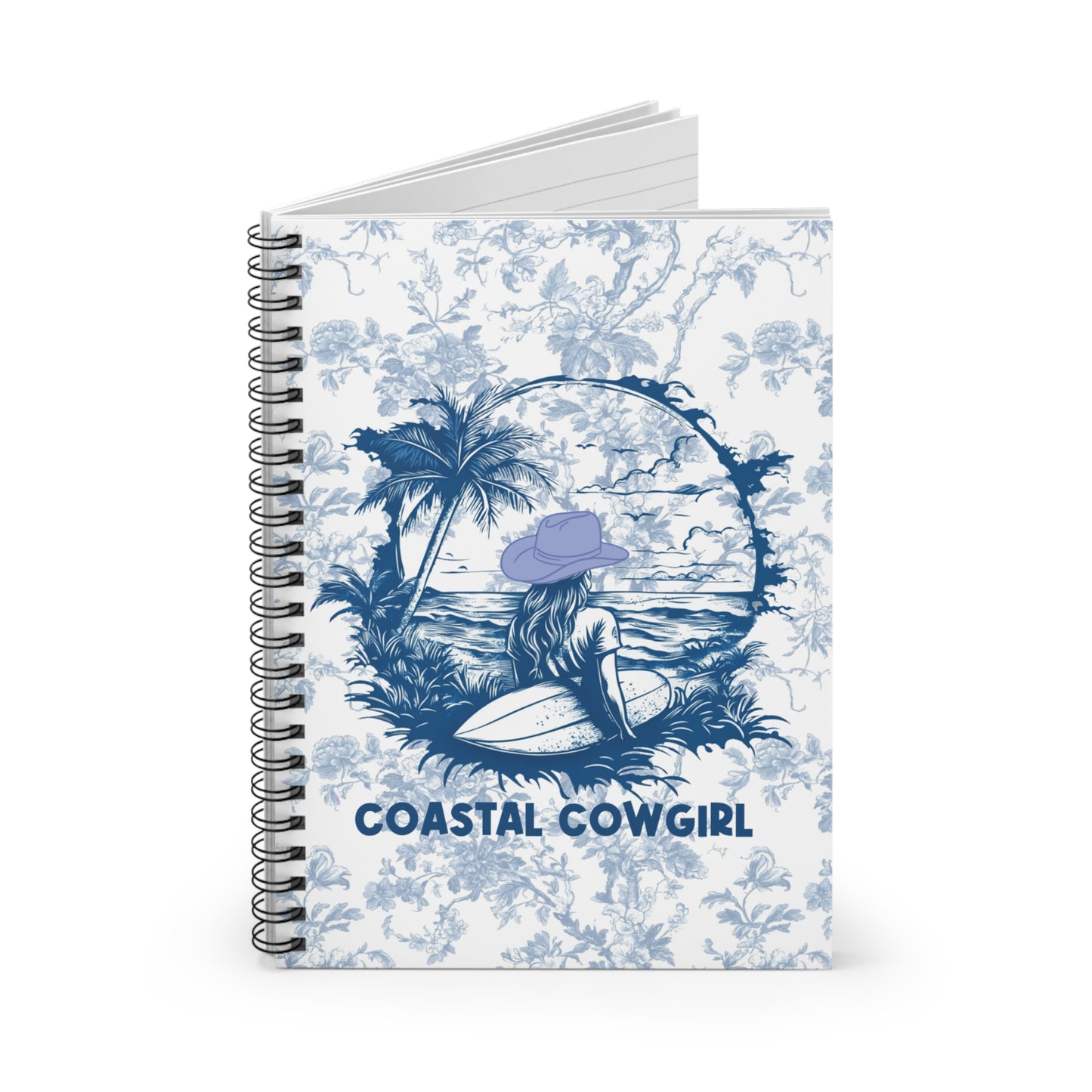 Coastal Cowgirl Summer Spiral Journal Notebook Chinoiserie Toile de Jouy