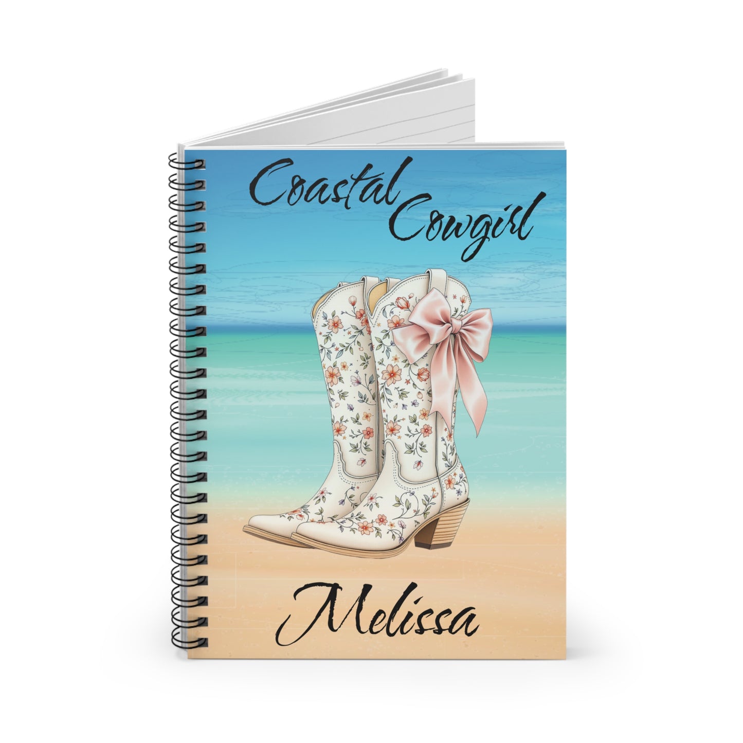 Coastal Cowgirl Journal Western Beach Aesthetic Notebook, Cowgirl Core Lined Journal, Cute Pink Rodeo Gift for Women, Summer Writing Notebook