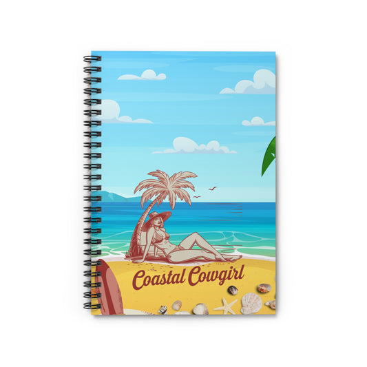 Beach Vibes Journal - Coastal Cowgirl Spiral Notebook, Travel Diary, Gift for Her, Ocean Lover's Journal, Summer Memories