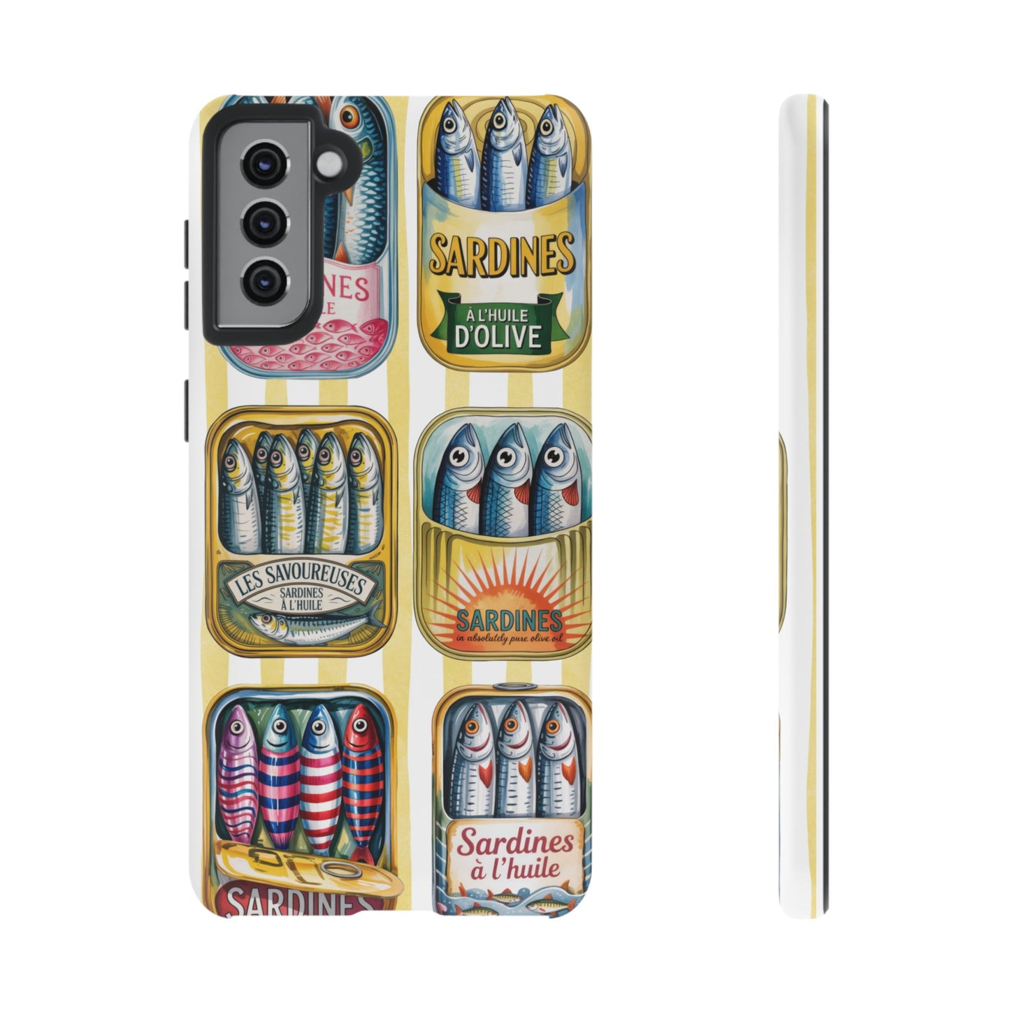 Retro Sardines Phone Case, Tinned Fish Design, Vintage Aesthetic iPhone Samsung Case, Funky Y2K Nautical Accessory, Cute Boho Sea Vibes