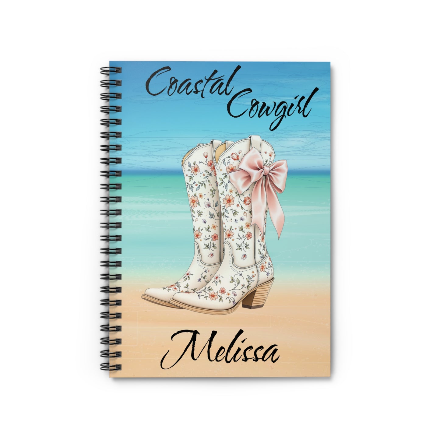 Coastal Cowgirl Journal Western Beach Aesthetic Notebook, Cowgirl Core Lined Journal, Cute Pink Rodeo Gift for Women, Summer Writing Notebook