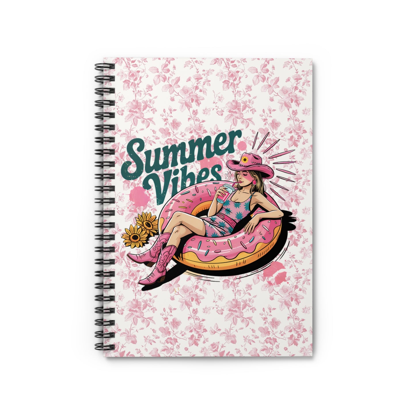 Cowgirl Summer Vibes  Toile De Jouy Chinoserie PinkSpiral Journal Pink Toile Cowgirl Notebook, Retro Western Stationery, Relaxing Journal, Aesthetic Summer Writing Gift