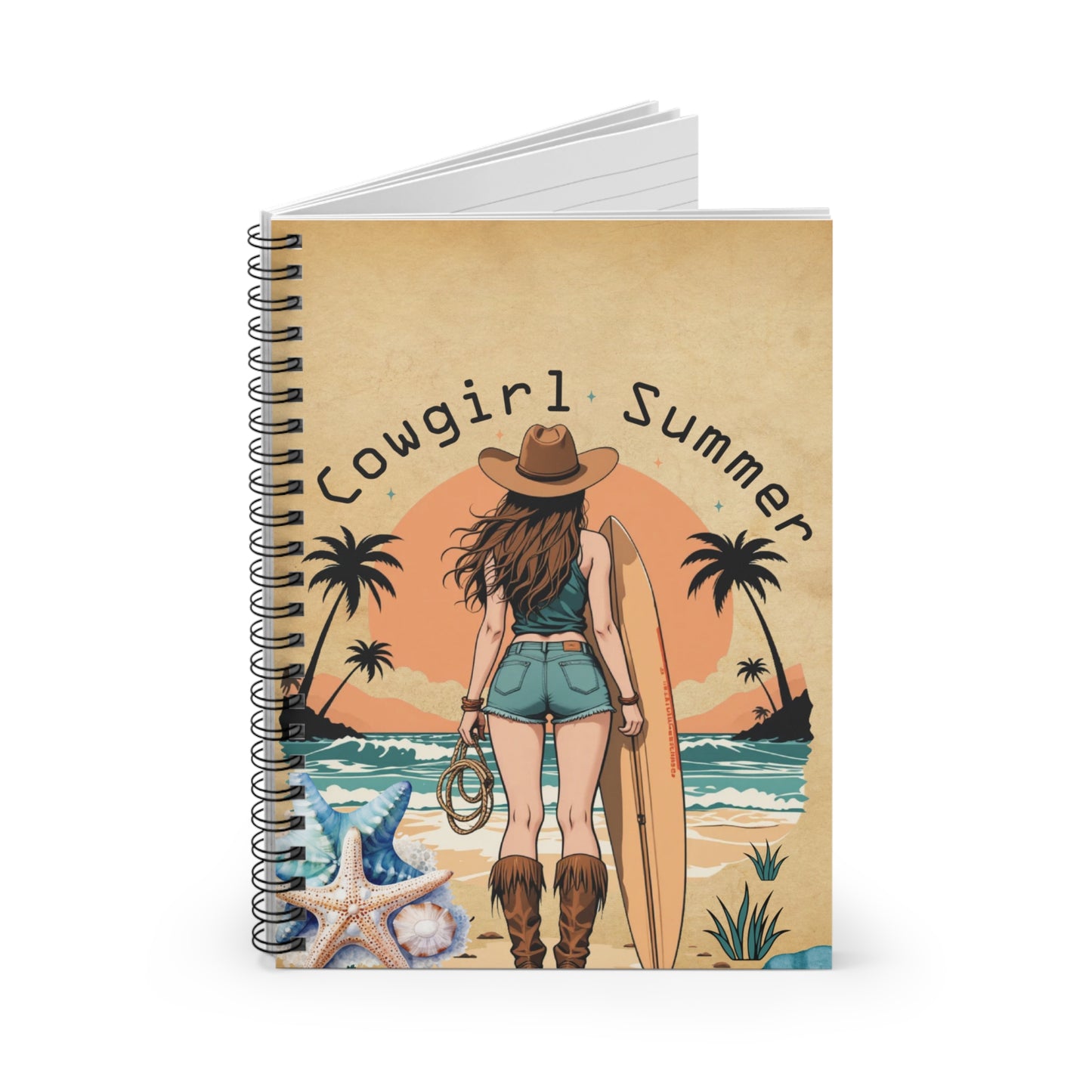Coastal Cowgirl Journal Cover Western Beach Vibes Notebook Cowgirl Aesthetic Travel Journal Summer Boho Journal for Girls Beachy Gift Idea