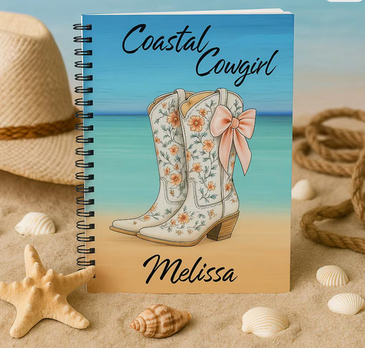 Coastal Cowgirl Journal Western Beach Aesthetic Notebook, Cowgirl Core Lined Journal, Cute Pink Rodeo Gift for Women, Summer Writing Notebook