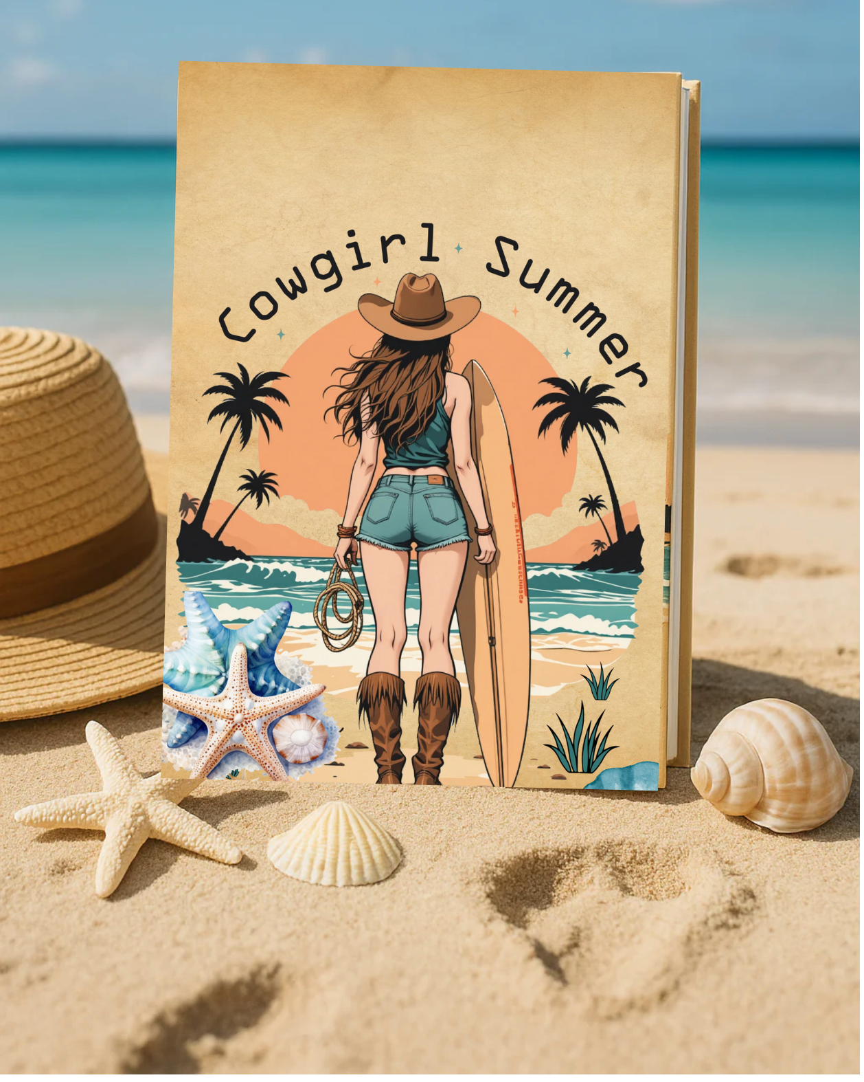 Coastal Cowgirl Journal Western Beach Vibes Notebook Cowgirl Aesthetic Travel Journal Summer Boho Journal for Girls Beachy Gift Idea