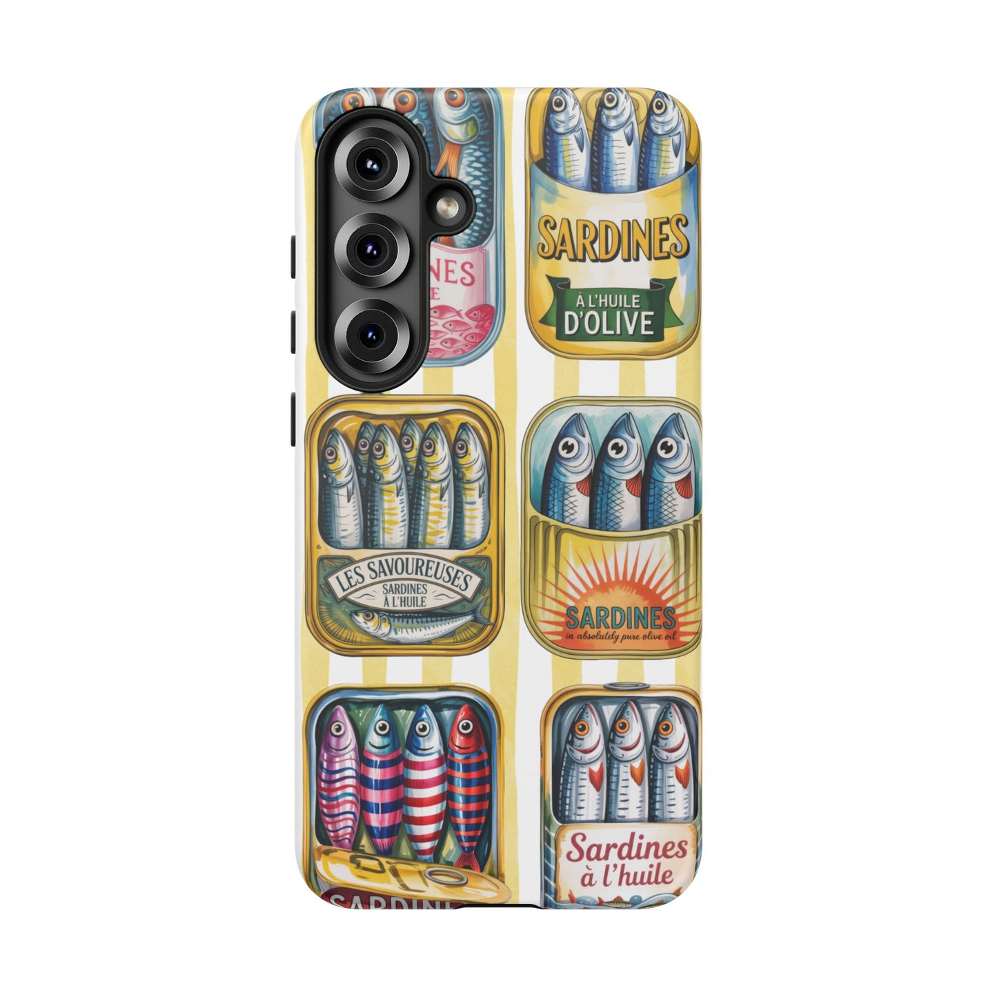 Retro Sardines Phone Case, Tinned Fish Design, Vintage Aesthetic iPhone Samsung Case, Funky Y2K Nautical Accessory, Cute Boho Sea Vibes