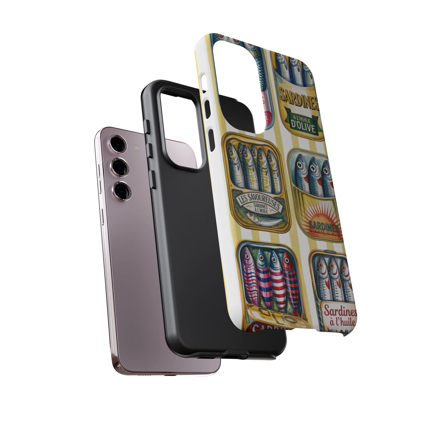 Retro Sardines Phone Case, Tinned Fish Design, Vintage Aesthetic iPhone Samsung Case, Funky Y2K Nautical Accessory, Cute Boho Sea Vibes