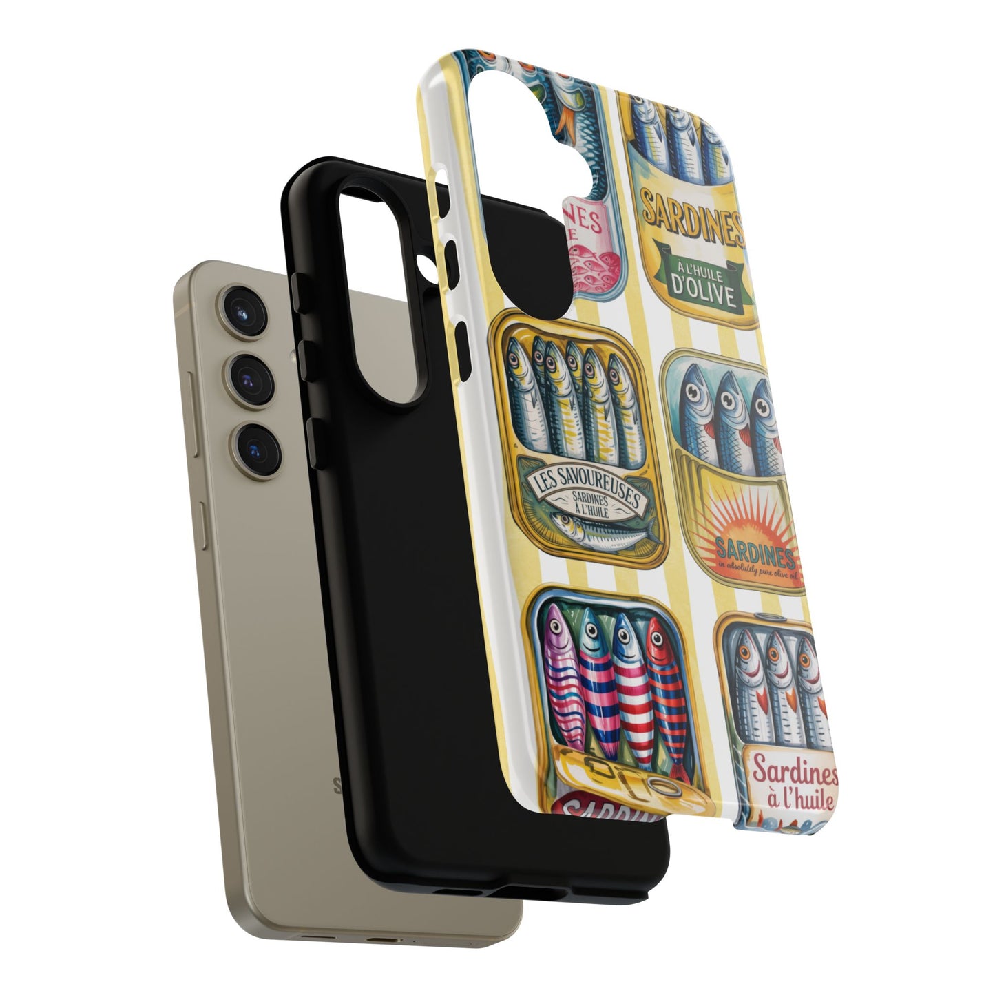 Retro Sardines Phone Case, Tinned Fish Design, Vintage Aesthetic iPhone Samsung Case, Funky Y2K Nautical Accessory, Cute Boho Sea Vibes