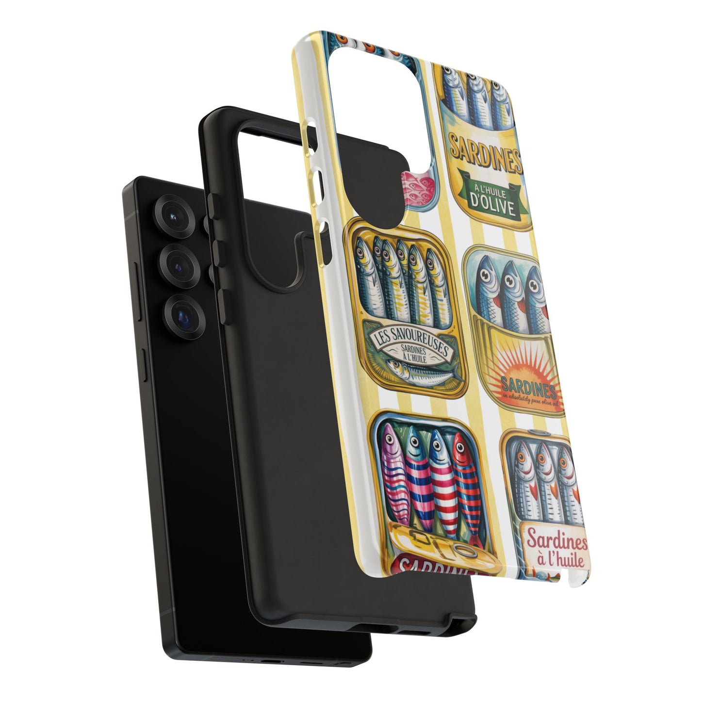 Retro Sardines Phone Case, Tinned Fish Design, Vintage Aesthetic iPhone Samsung Case, Funky Y2K Nautical Accessory, Cute Boho Sea Vibes