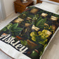 Personalized Plant Lover Blanket Custom Name Fleece Throw Botanical Cozy Gift Velveteen Plush Blanket