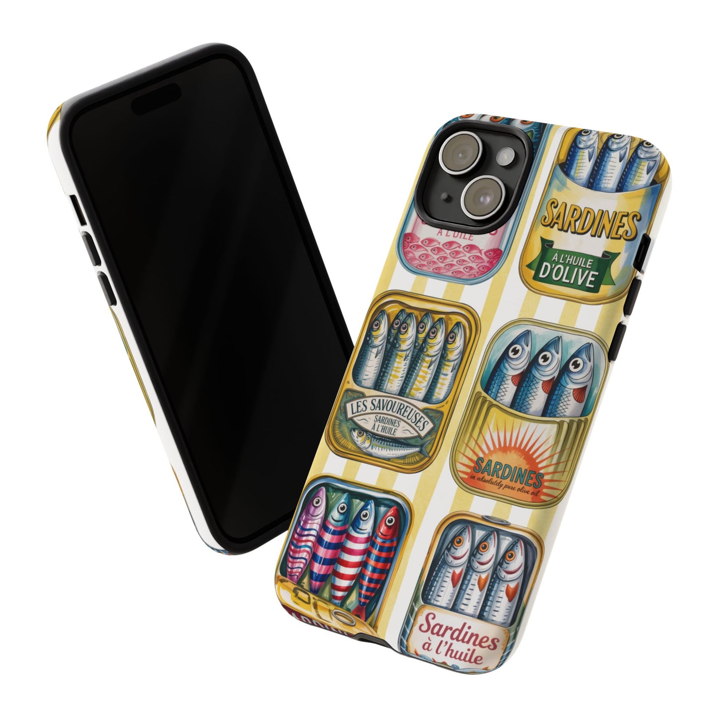Retro Sardines Phone Case, Tinned Fish Design, Vintage Aesthetic iPhone Samsung Case, Funky Y2K Nautical Accessory, Cute Boho Sea Vibes