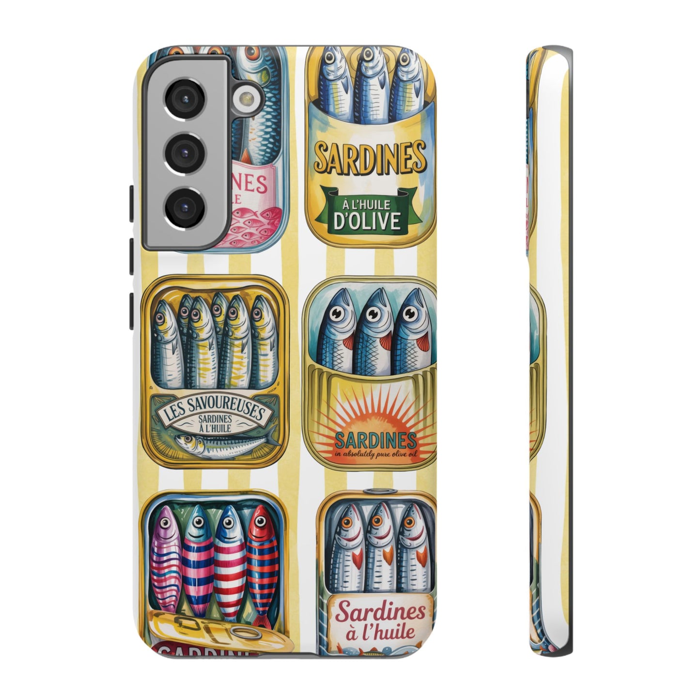 Retro Sardines Phone Case, Tinned Fish Design, Vintage Aesthetic iPhone Samsung Case, Funky Y2K Nautical Accessory, Cute Boho Sea Vibes