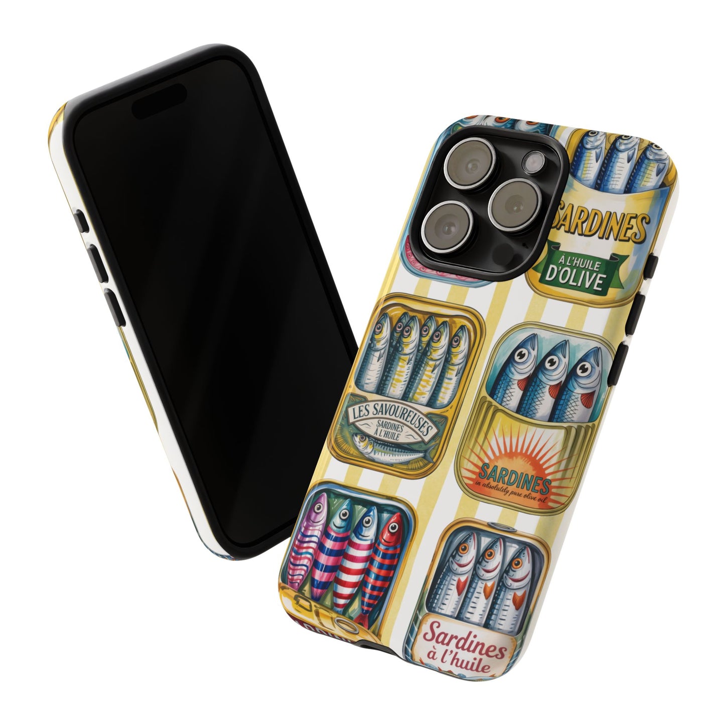 Retro Sardines Phone Case, Tinned Fish Design, Vintage Aesthetic iPhone Samsung Case, Funky Y2K Nautical Accessory, Cute Boho Sea Vibes