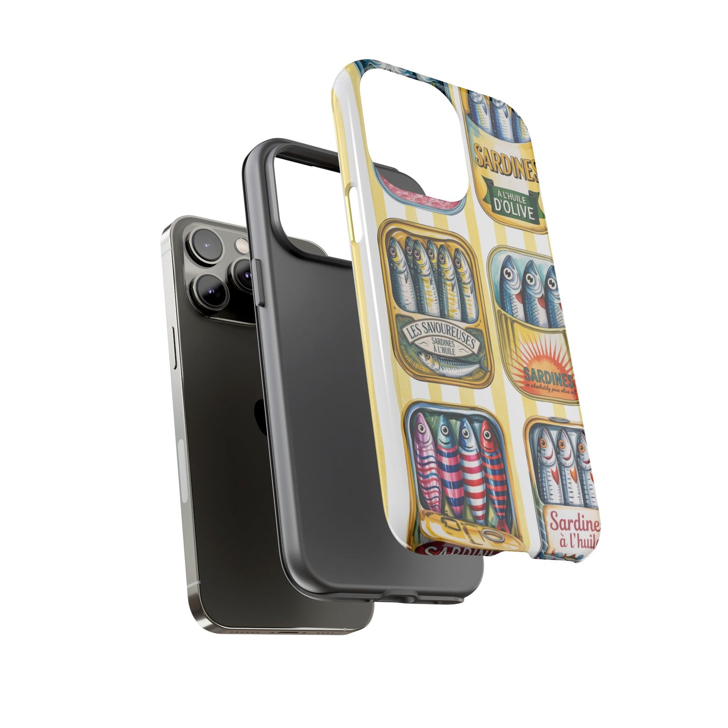 Retro Sardines Phone Case, Tinned Fish Design, Vintage Aesthetic iPhone Samsung Case, Funky Y2K Nautical Accessory, Cute Boho Sea Vibes