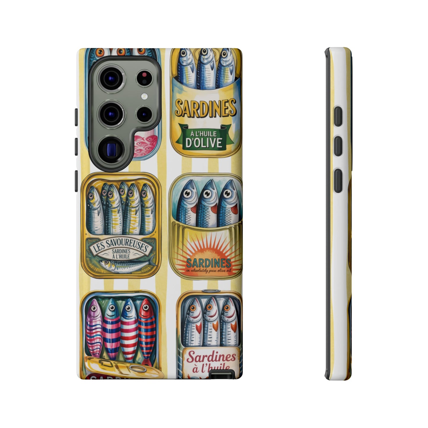 Retro Sardines Phone Case, Tinned Fish Design, Vintage Aesthetic iPhone Samsung Case, Funky Y2K Nautical Accessory, Cute Boho Sea Vibes