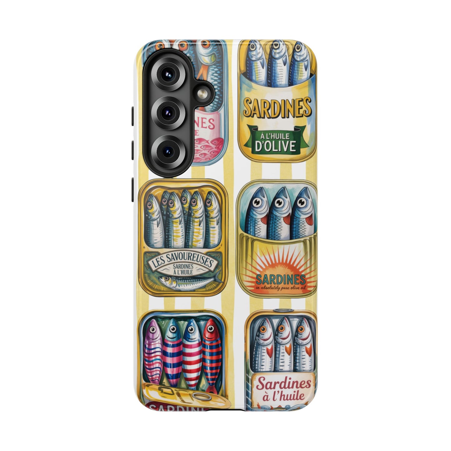 Retro Sardines Phone Case, Tinned Fish Design, Vintage Aesthetic iPhone Samsung Case, Funky Y2K Nautical Accessory, Cute Boho Sea Vibes