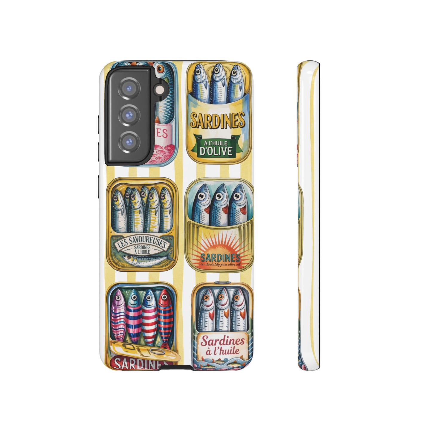 Retro Sardines Phone Case, Tinned Fish Design, Vintage Aesthetic iPhone Samsung Case, Funky Y2K Nautical Accessory, Cute Boho Sea Vibes