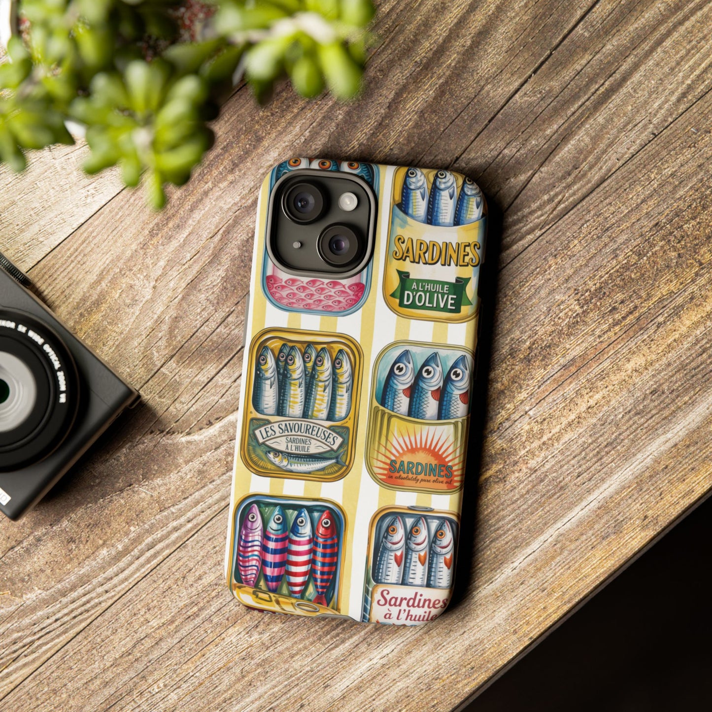 Retro Sardines Phone Case, Tinned Fish Design, Vintage Aesthetic iPhone Samsung Case, Funky Y2K Nautical Accessory, Cute Boho Sea Vibes