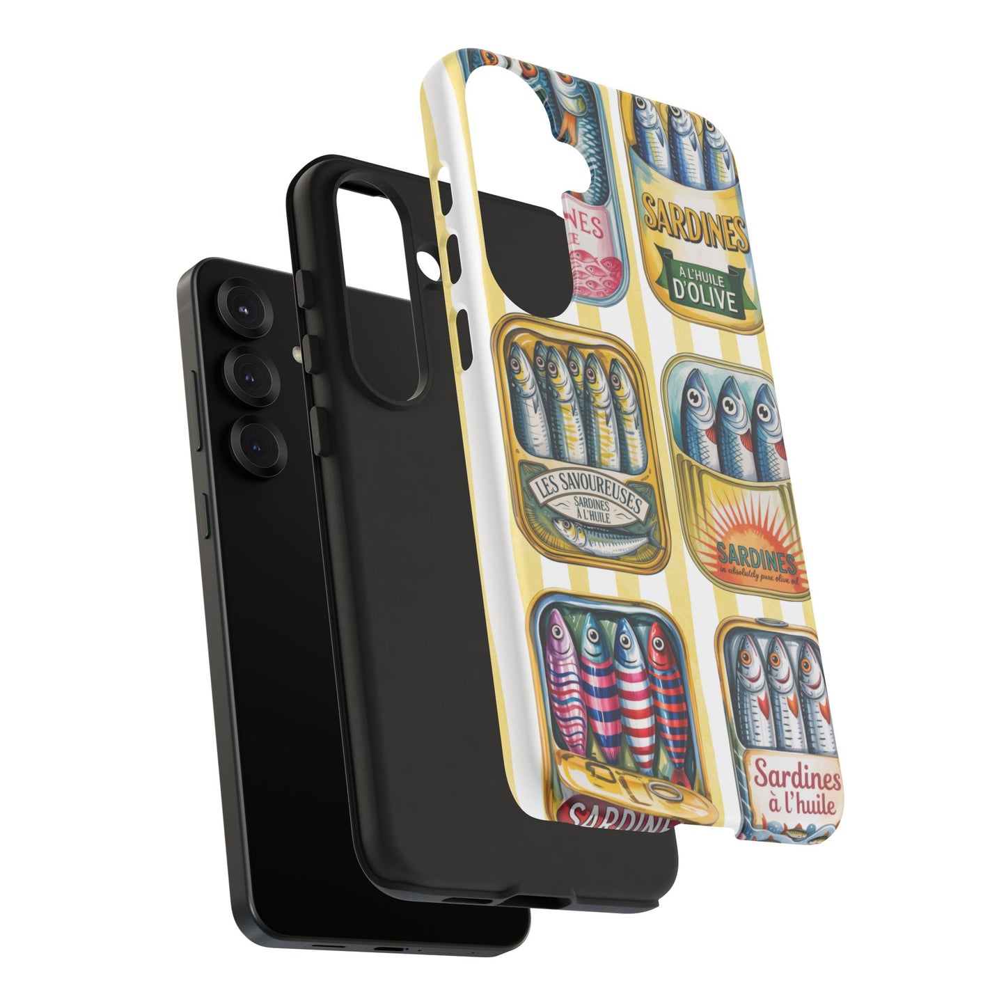 Retro Sardines Phone Case, Tinned Fish Design, Vintage Aesthetic iPhone Samsung Case, Funky Y2K Nautical Accessory, Cute Boho Sea Vibes