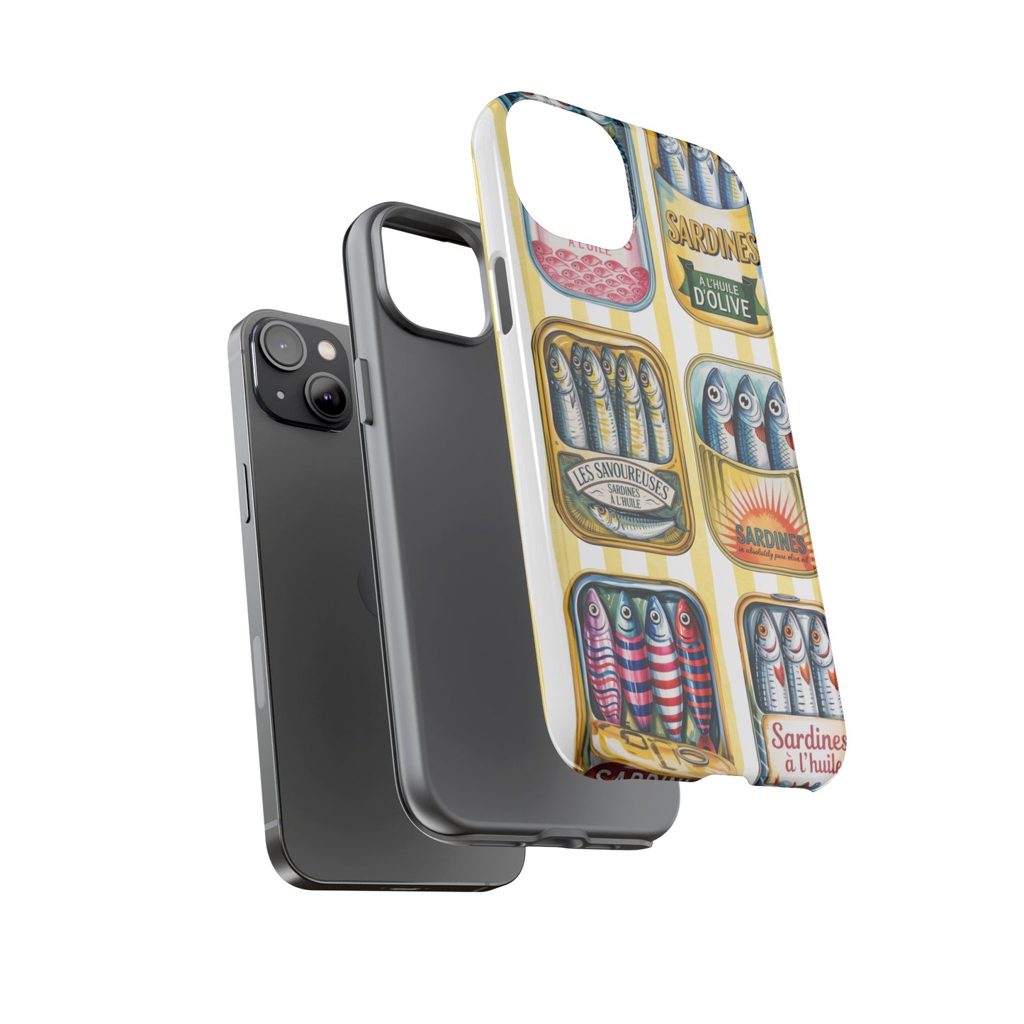 Retro Sardines Phone Case, Tinned Fish Design, Vintage Aesthetic iPhone Samsung Case, Funky Y2K Nautical Accessory, Cute Boho Sea Vibes