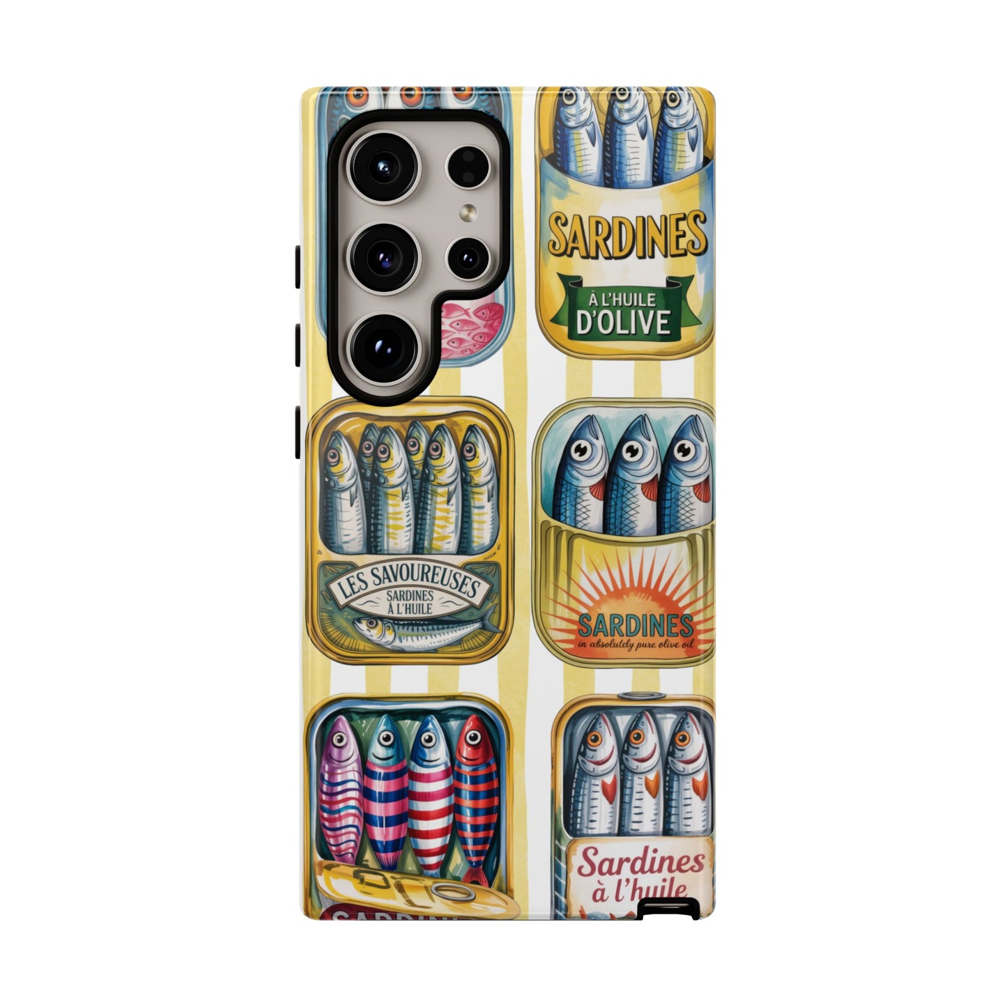 Retro Sardines Phone Case, Tinned Fish Design, Vintage Aesthetic iPhone Samsung Case, Funky Y2K Nautical Accessory, Cute Boho Sea Vibes