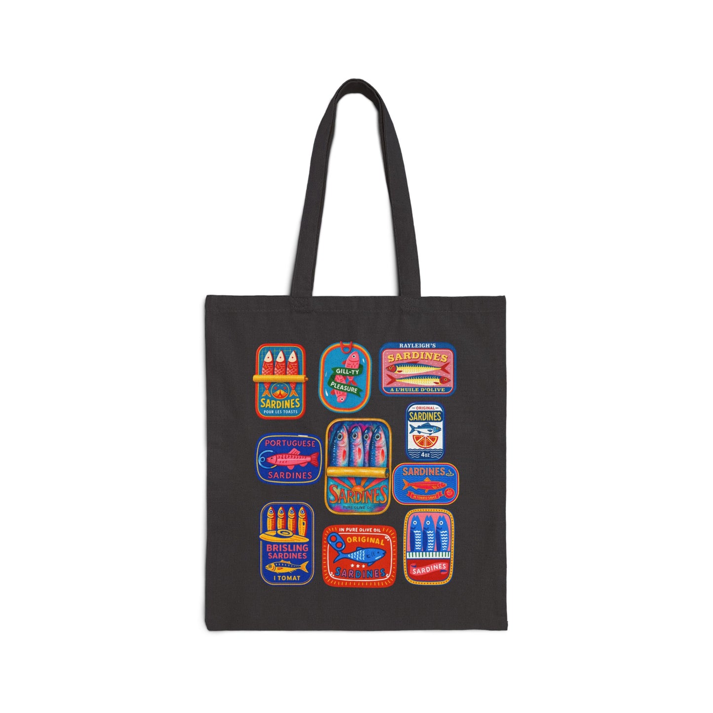 Colorful Sardines Tote Bag, Fisherman Fish Market Bag, Coastal Beach Tote, Quirky Groceries Tote, Nautical Gift, Cute Sardine Print, Eco Shopper