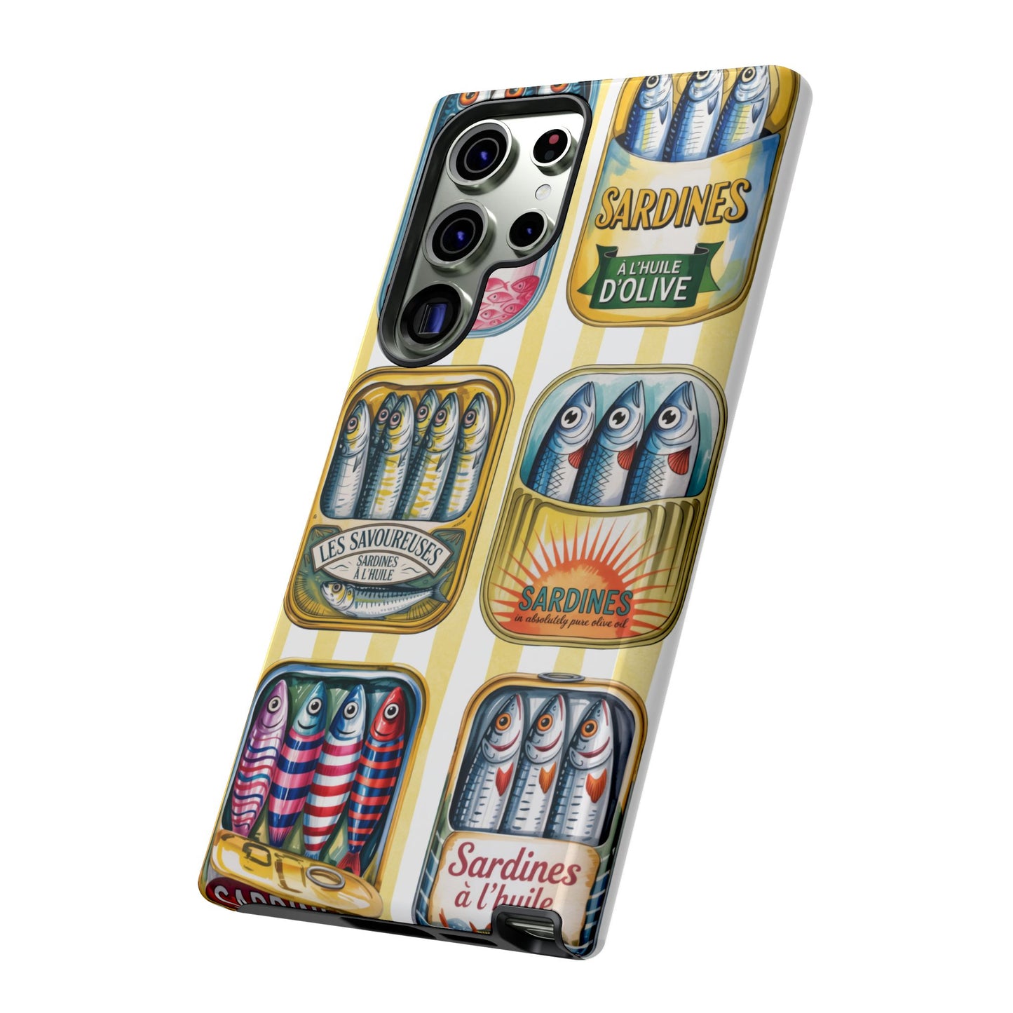 Retro Sardines Phone Case, Tinned Fish Design, Vintage Aesthetic iPhone Samsung Case, Funky Y2K Nautical Accessory, Cute Boho Sea Vibes
