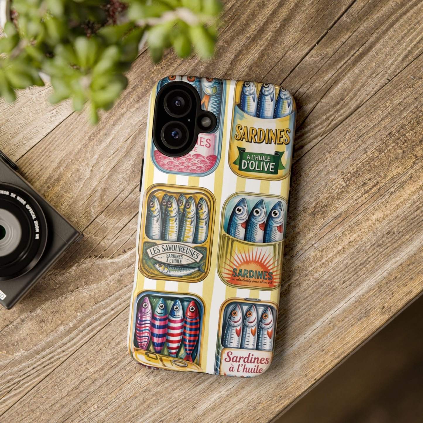 Retro Sardines Phone Case, Tinned Fish Design, Vintage Aesthetic iPhone Samsung Case, Funky Y2K Nautical Accessory, Cute Boho Sea Vibes