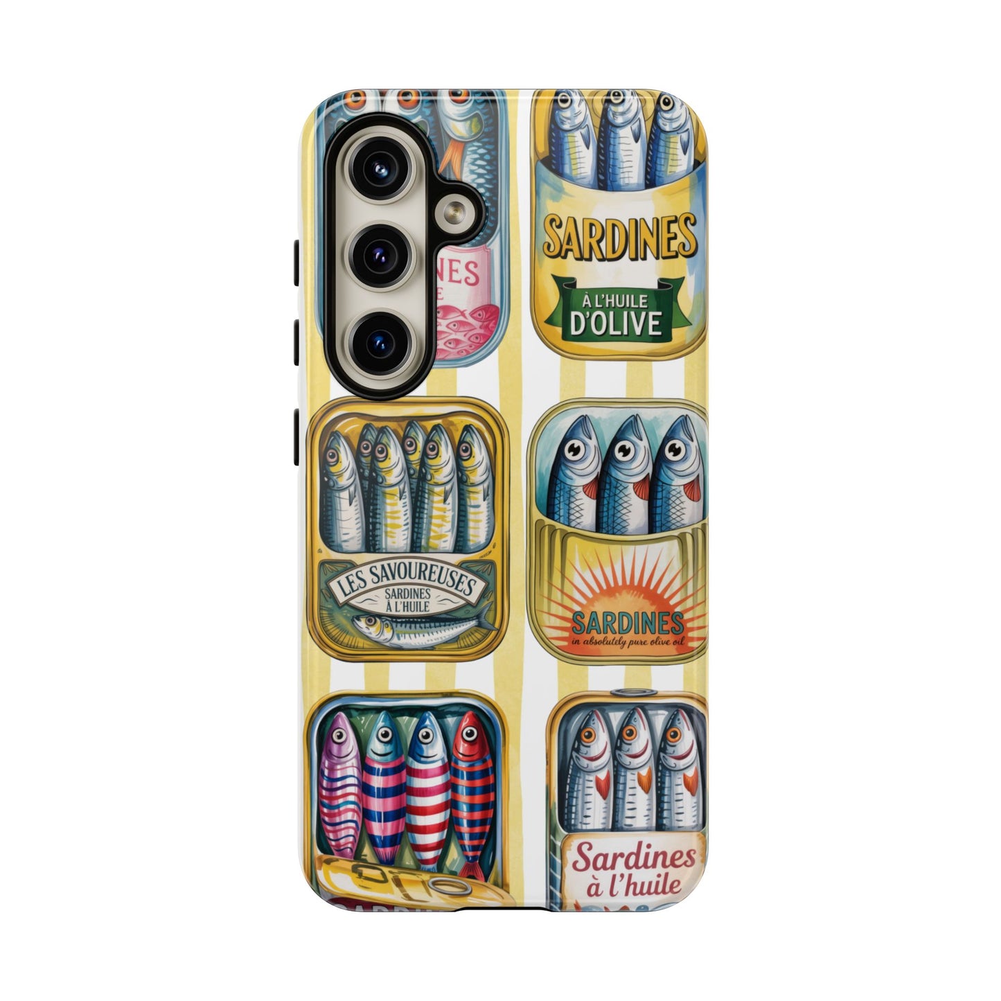 Retro Sardines Phone Case, Tinned Fish Design, Vintage Aesthetic iPhone Samsung Case, Funky Y2K Nautical Accessory, Cute Boho Sea Vibes