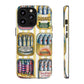 Retro Sardines Phone Case, Tinned Fish Design, Vintage Aesthetic iPhone Samsung Case, Funky Y2K Nautical Accessory, Cute Boho Sea Vibes