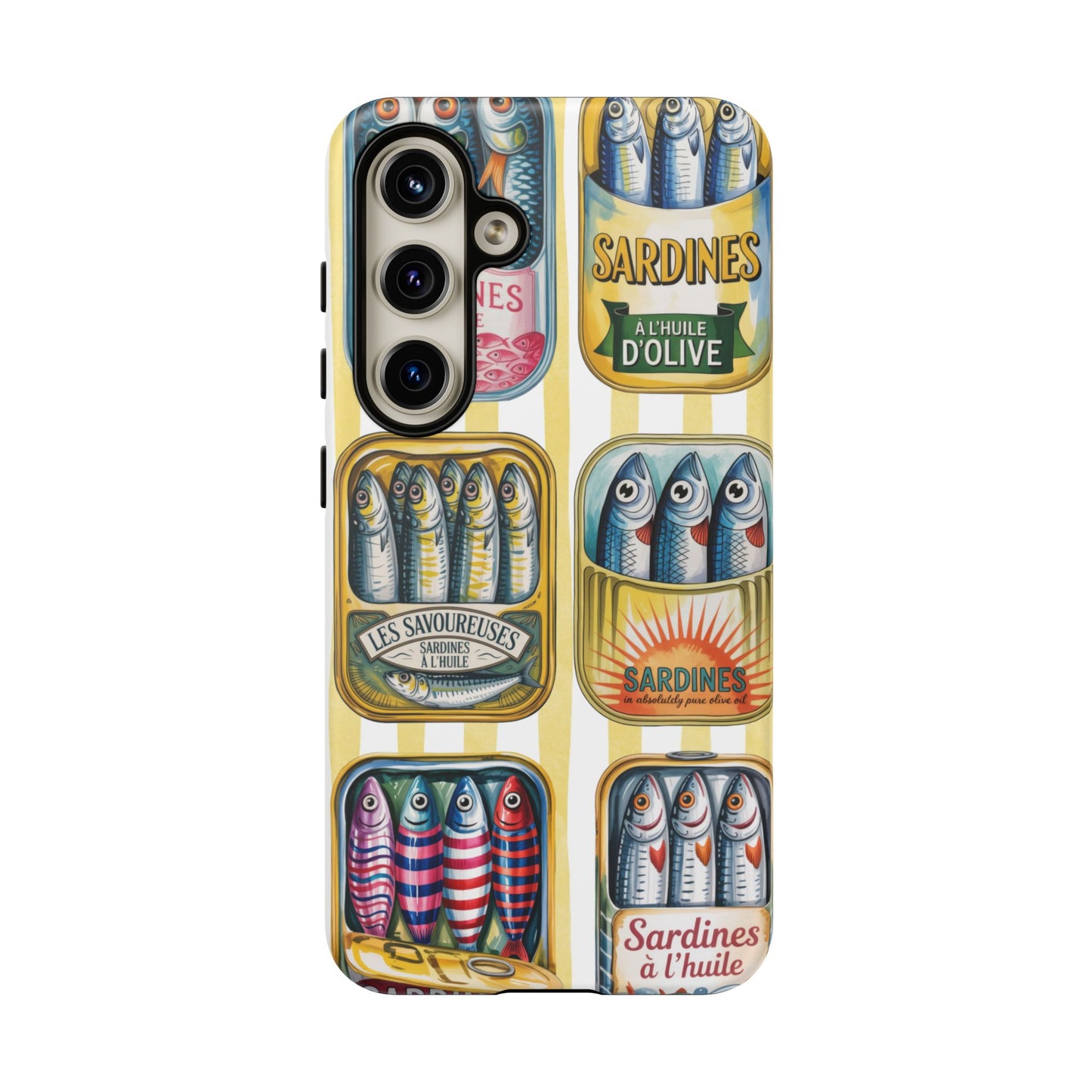 Retro Sardines Phone Case, Tinned Fish Design, Vintage Aesthetic iPhone Samsung Case, Funky Y2K Nautical Accessory, Cute Boho Sea Vibes