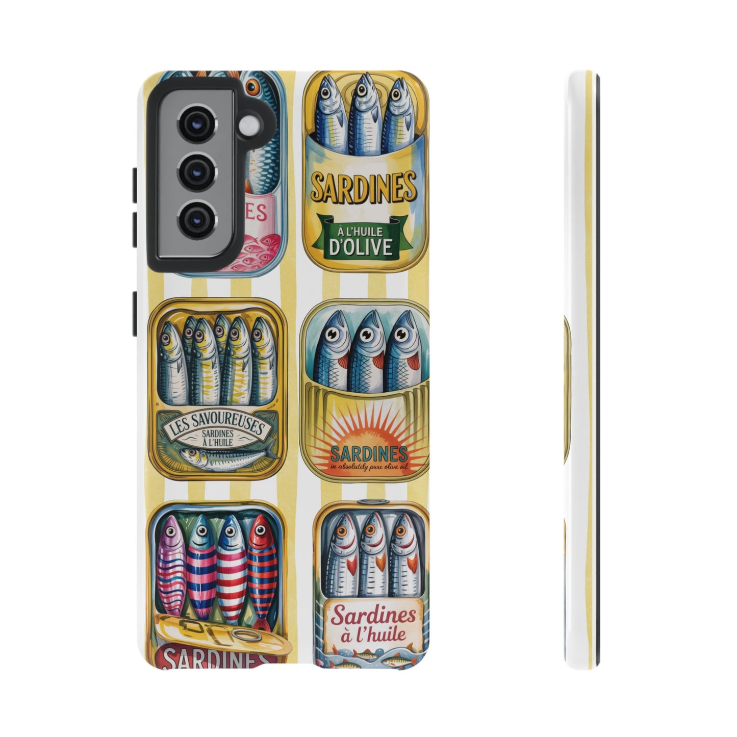 Retro Sardines Phone Case, Tinned Fish Design, Vintage Aesthetic iPhone Samsung Case, Funky Y2K Nautical Accessory, Cute Boho Sea Vibes