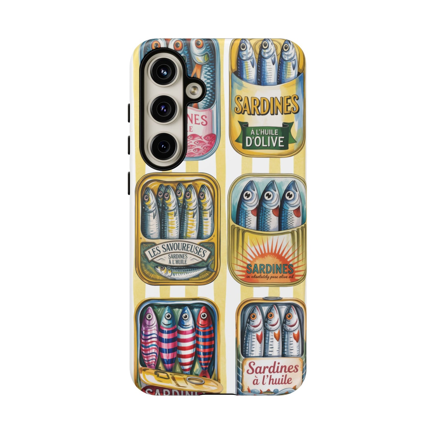 Retro Sardines Phone Case, Tinned Fish Design, Vintage Aesthetic iPhone Samsung Case, Funky Y2K Nautical Accessory, Cute Boho Sea Vibes