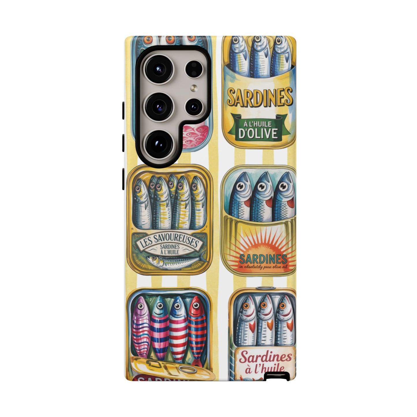 Retro Sardines Phone Case, Tinned Fish Design, Vintage Aesthetic iPhone Samsung Case, Funky Y2K Nautical Accessory, Cute Boho Sea Vibes