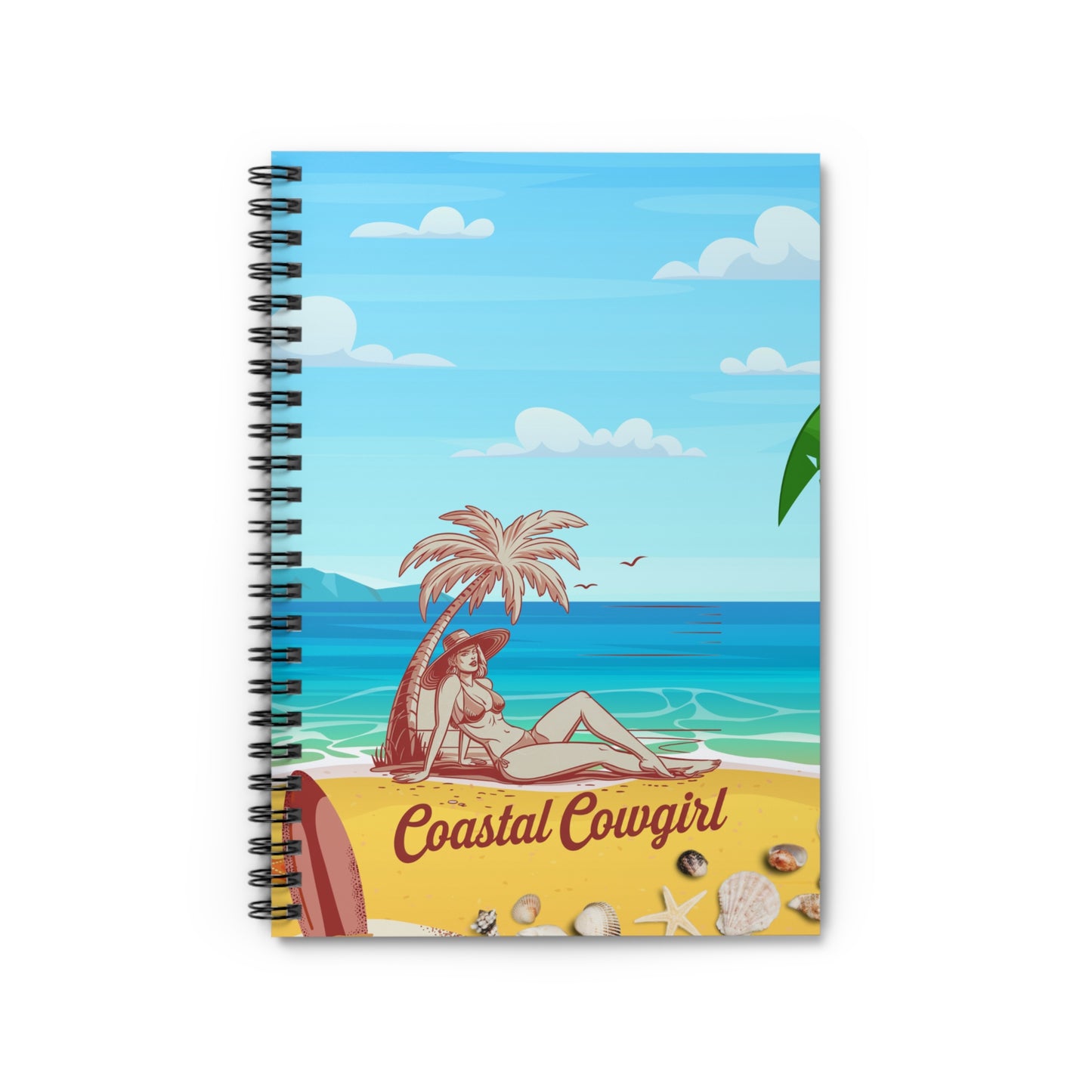 Beach Vibes Journal - Coastal Cowgirl Spiral Notebook, Travel Diary, Gift for Her, Ocean Lover's Journal, Summer Memories