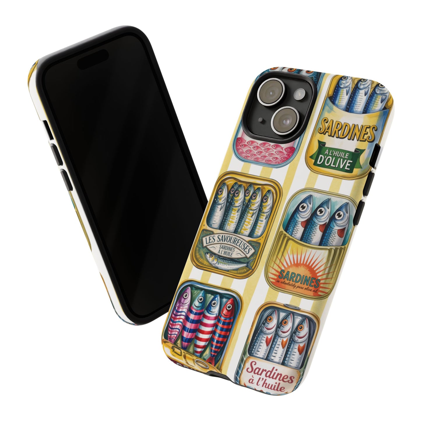 Retro Sardines Phone Case, Tinned Fish Design, Vintage Aesthetic iPhone Samsung Case, Funky Y2K Nautical Accessory, Cute Boho Sea Vibes