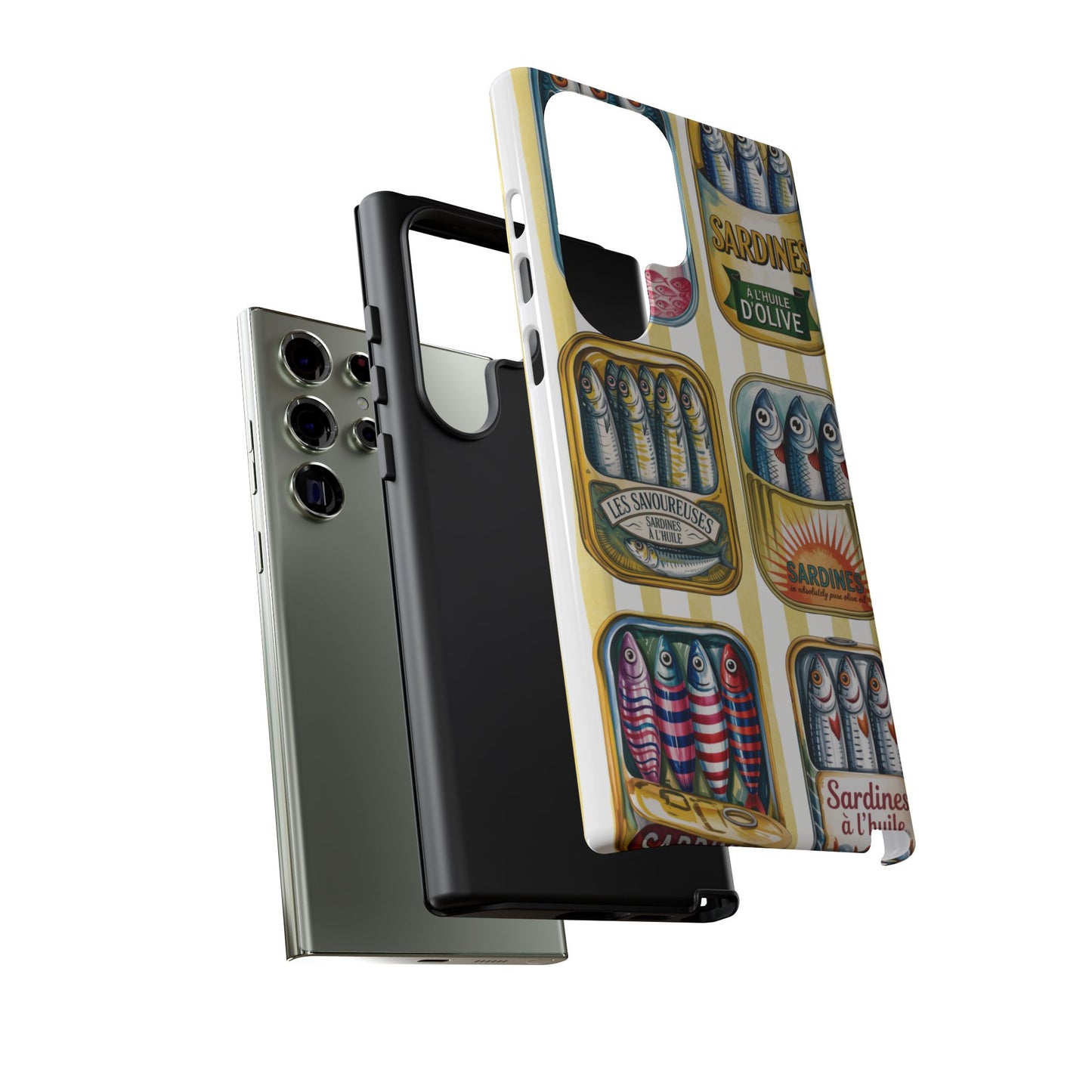 Retro Sardines Phone Case, Tinned Fish Design, Vintage Aesthetic iPhone Samsung Case, Funky Y2K Nautical Accessory, Cute Boho Sea Vibes