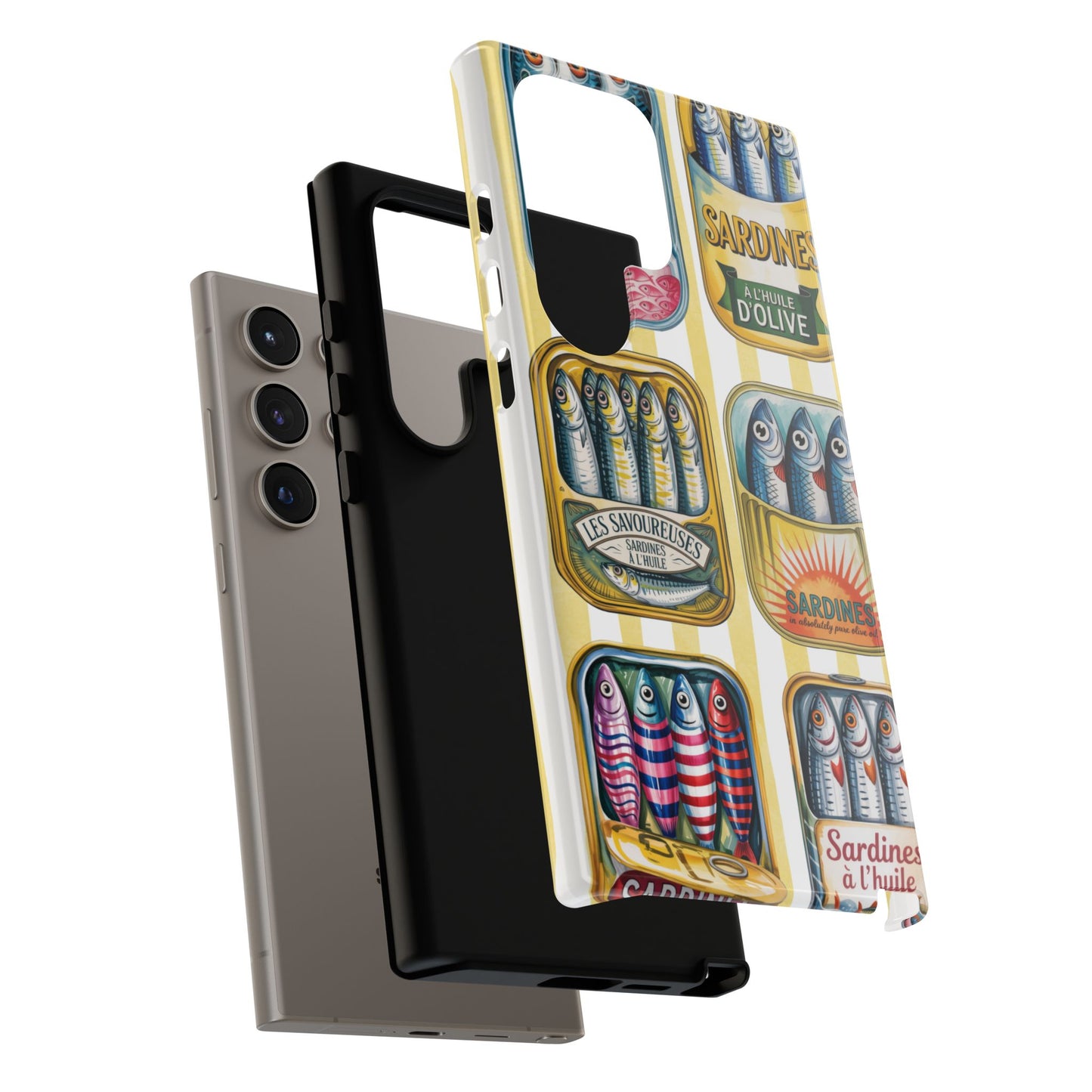 Retro Sardines Phone Case, Tinned Fish Design, Vintage Aesthetic iPhone Samsung Case, Funky Y2K Nautical Accessory, Cute Boho Sea Vibes