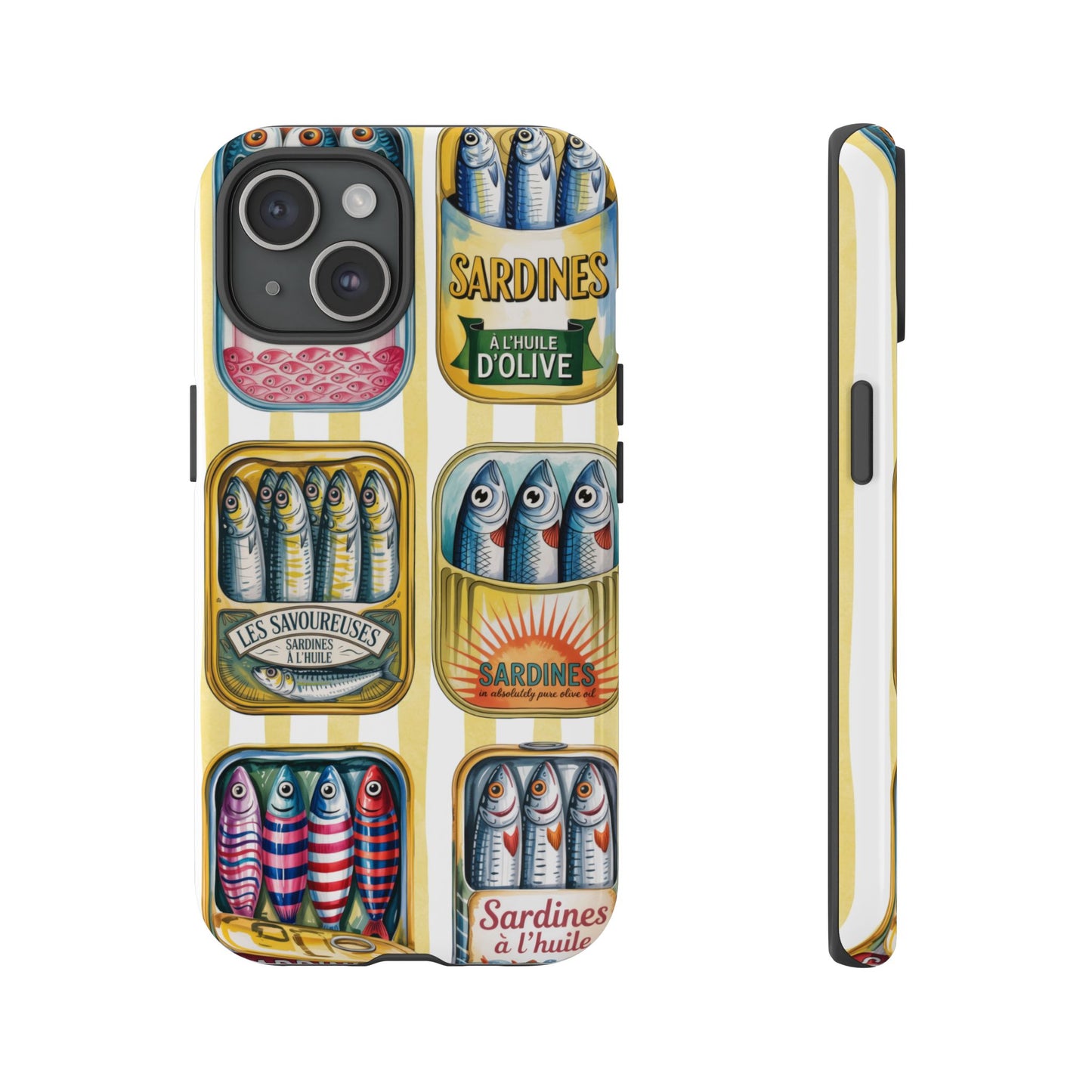 Retro Sardines Phone Case, Tinned Fish Design, Vintage Aesthetic iPhone Samsung Case, Funky Y2K Nautical Accessory, Cute Boho Sea Vibes
