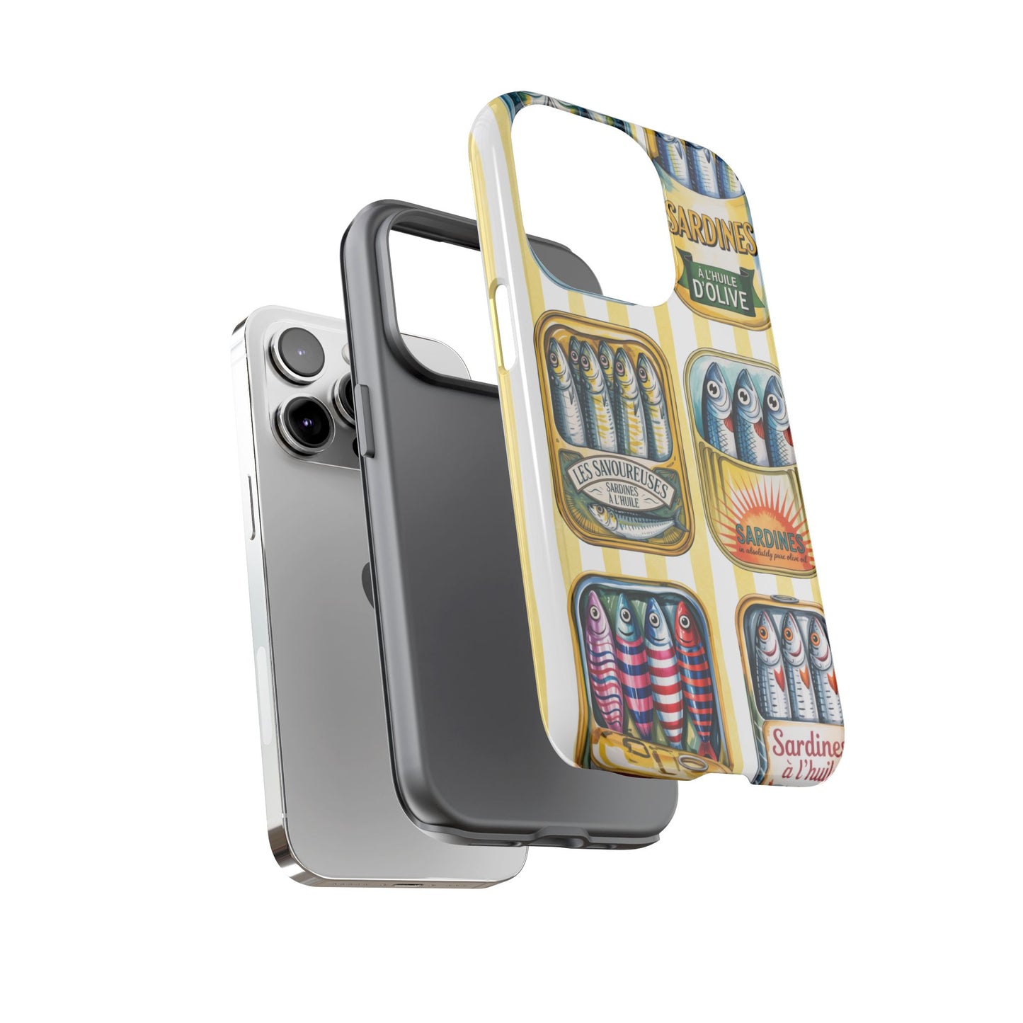 Retro Sardines Phone Case, Tinned Fish Design, Vintage Aesthetic iPhone Samsung Case, Funky Y2K Nautical Accessory, Cute Boho Sea Vibes