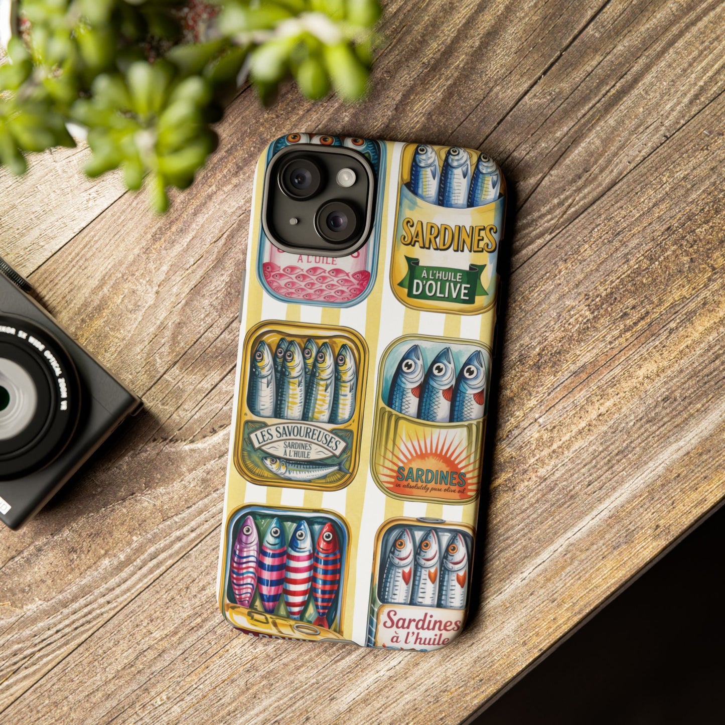 Retro Sardines Phone Case, Tinned Fish Design, Vintage Aesthetic iPhone Samsung Case, Funky Y2K Nautical Accessory, Cute Boho Sea Vibes